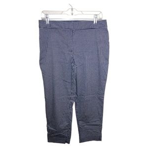 Talbots 8 Navy Blue Polka Dot Print Cropped Capri Cotton Pants